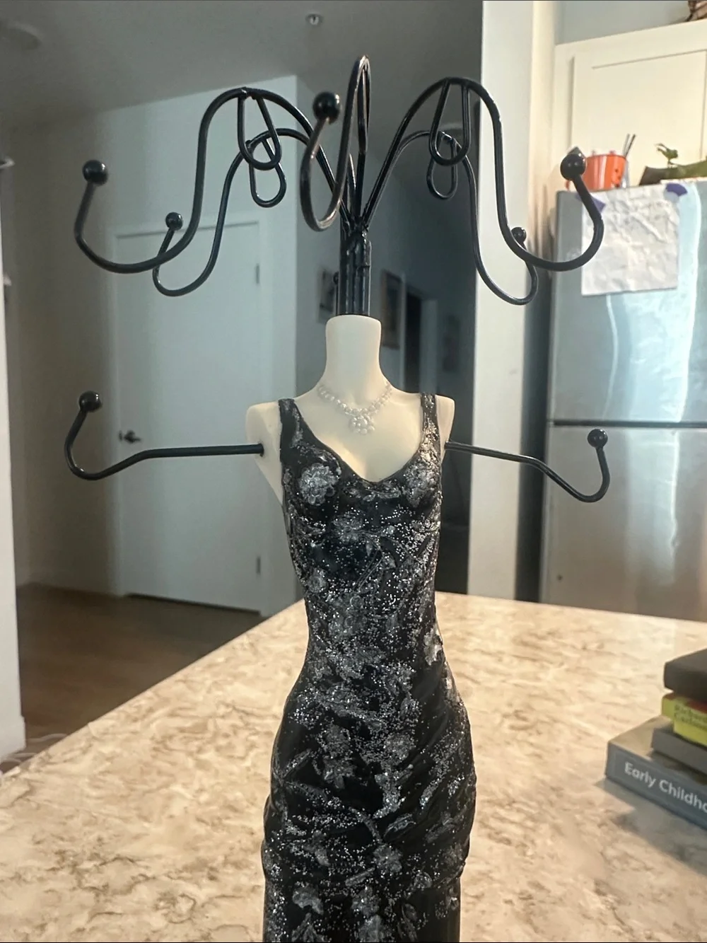 Elegant Black Dress Jewelry Stand Organizer